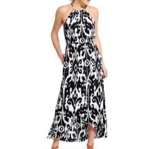 Athleta IKAT Bloom Rip Black/White Halter Dress NWT